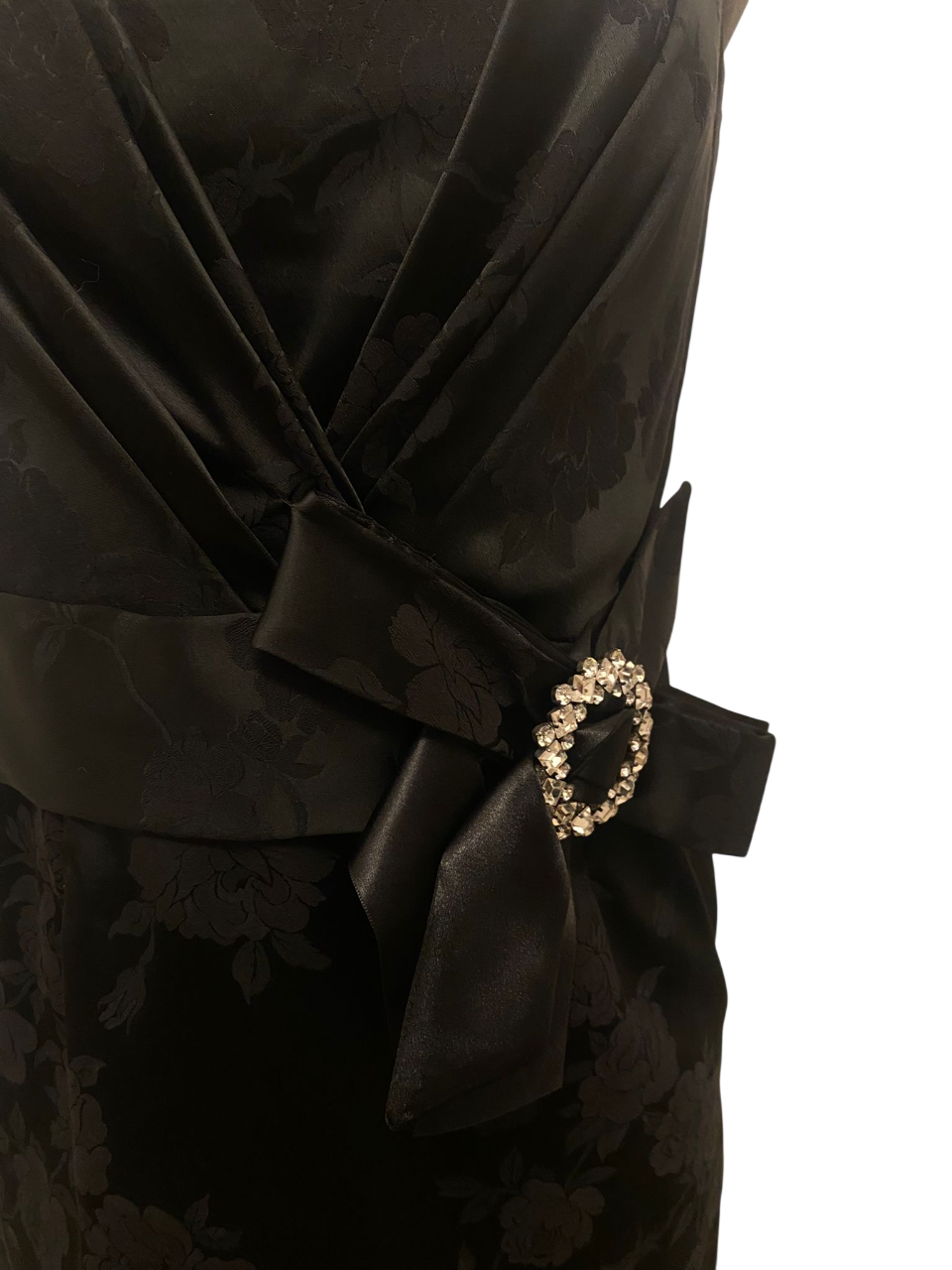 Dolce & Gabbana Sleeveless Silk Damassé Dress in Black with Floral Embroidery