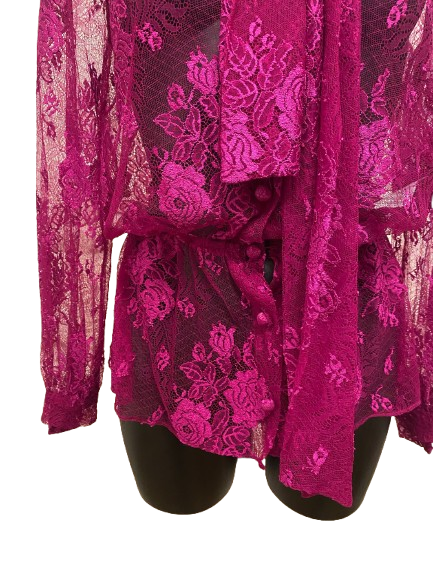 Balenciaga Fuchsia Lace Blouse with Lavallière