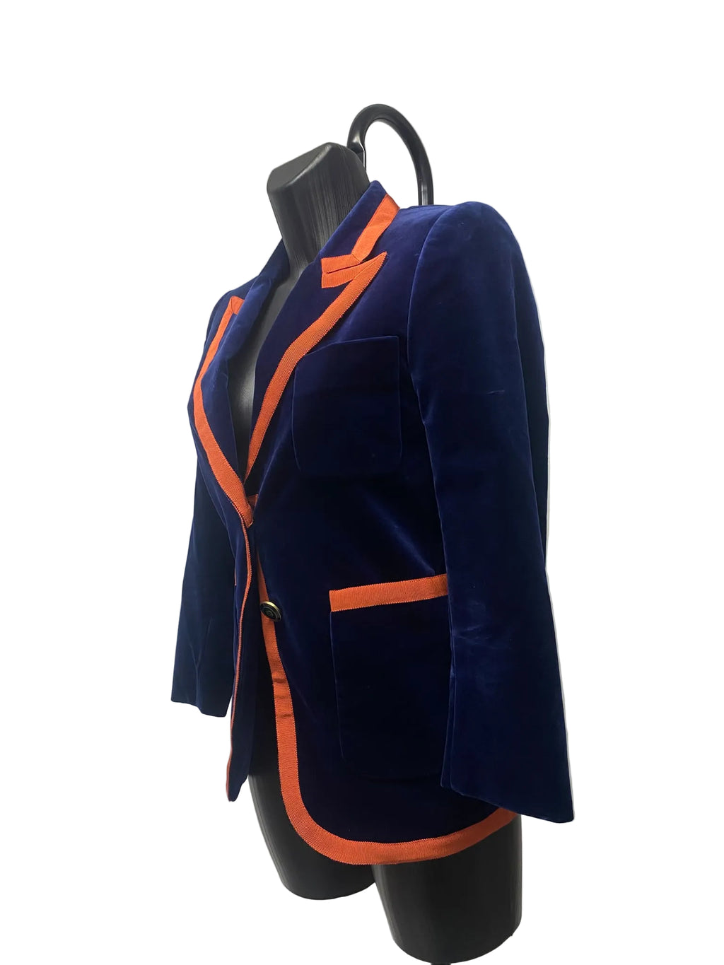 Gucci Blue Velvet Contrast Trim Blazer Jacket – Size 38
