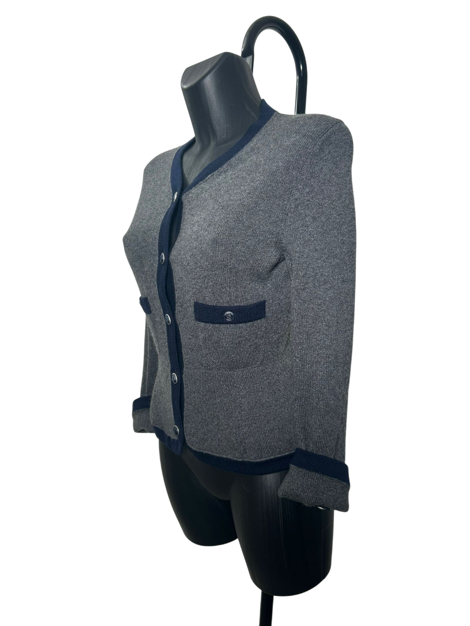 Chanel Grey Wool Cardigan