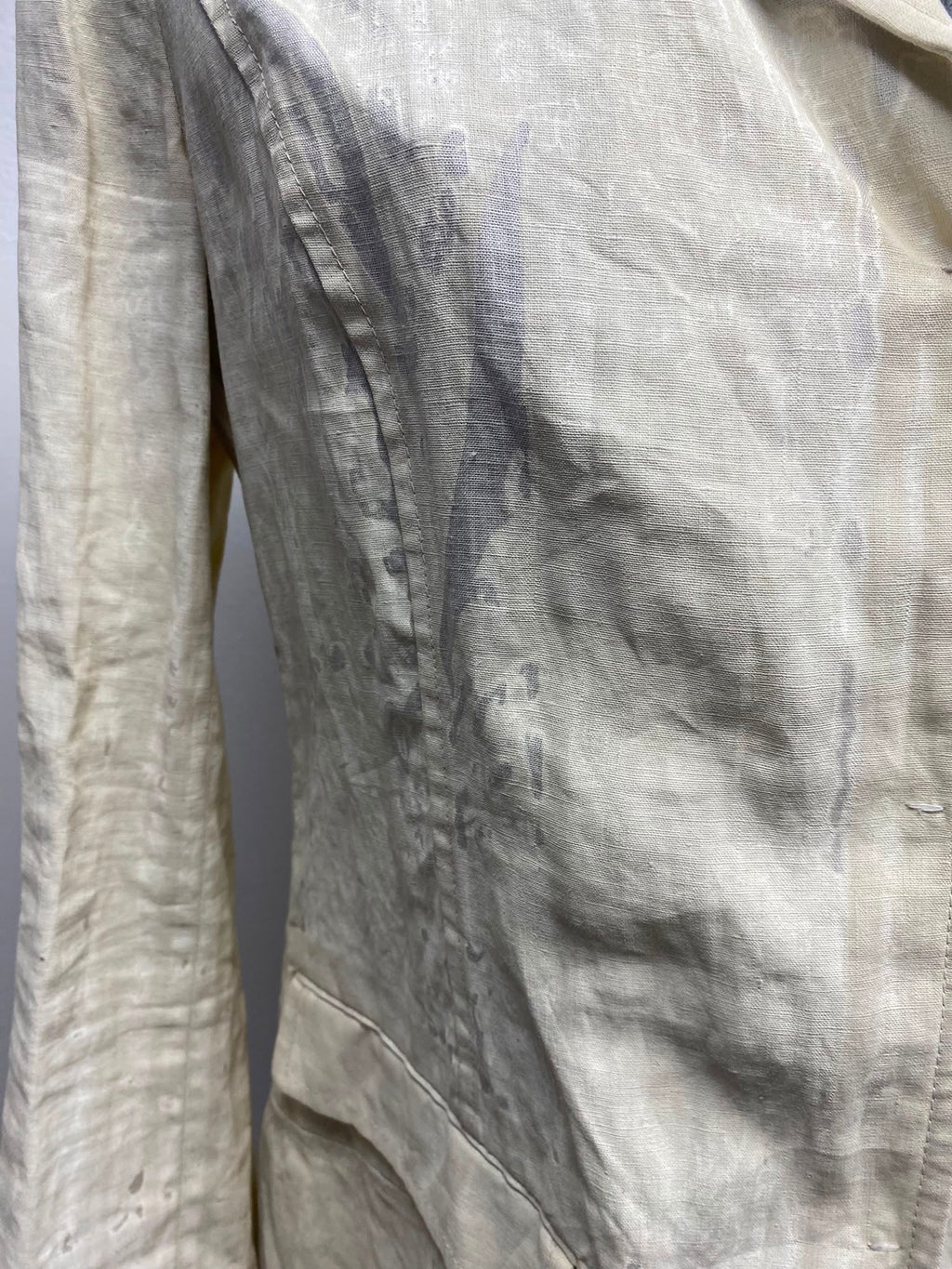 Prada Vintage Abstract Print 100% Linen Blazer – Made in Italy (IT 46)