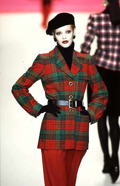 Yves Saint Laurent Tartan Coat with Belt (FW 91)