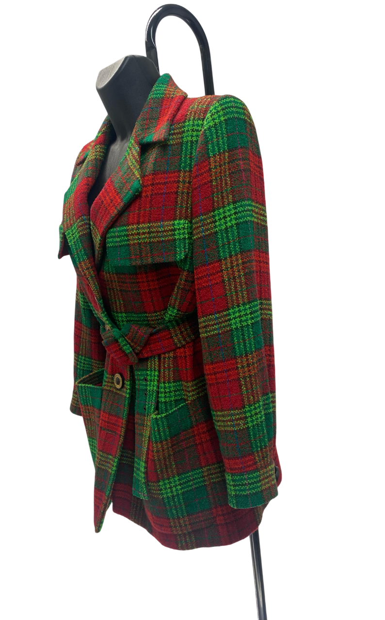 Yves Saint Laurent Tartan Coat with Belt (FW 91)
