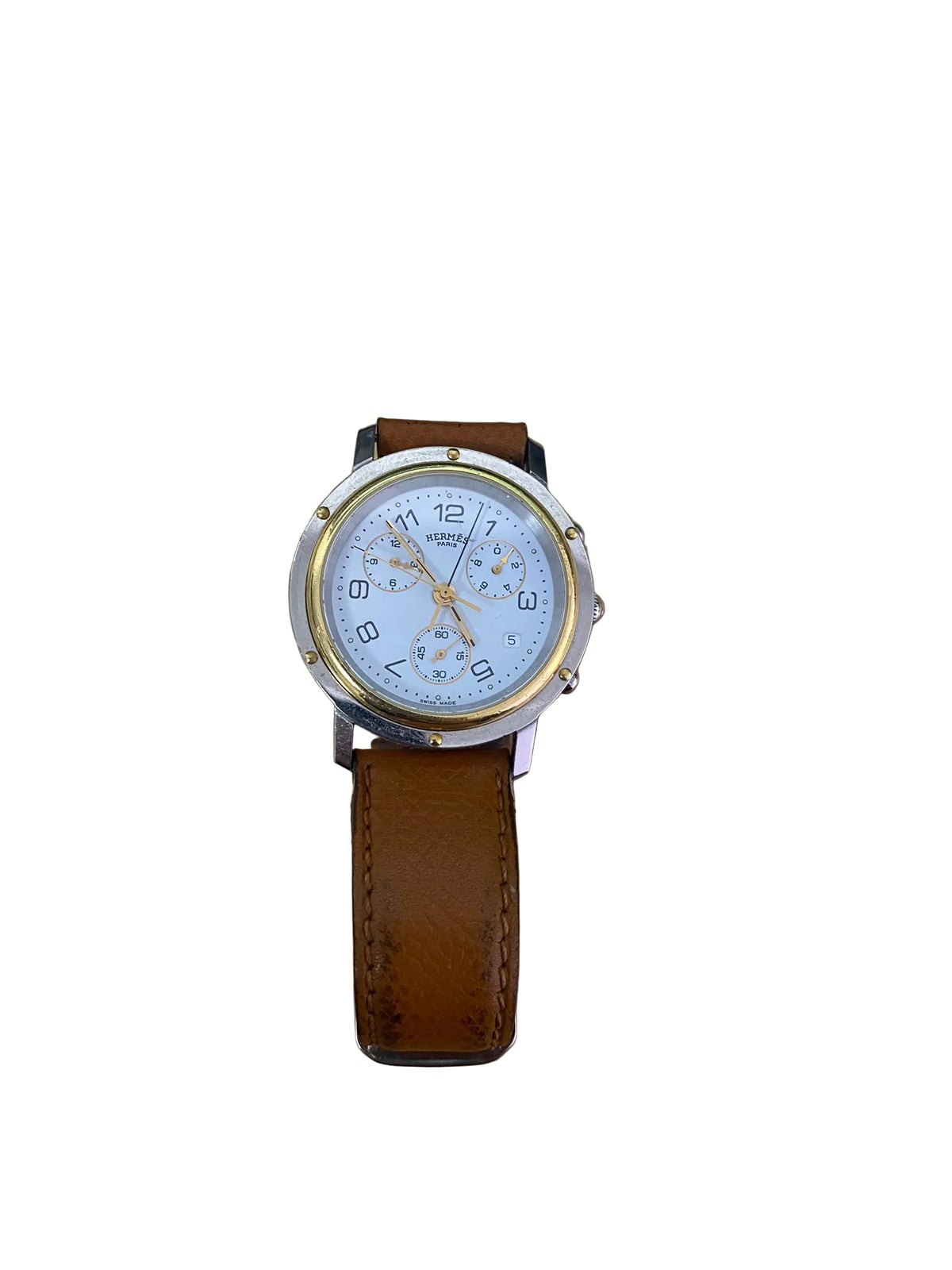 Hermès Clipper Chronograph Two-Tone Watch – White Dial