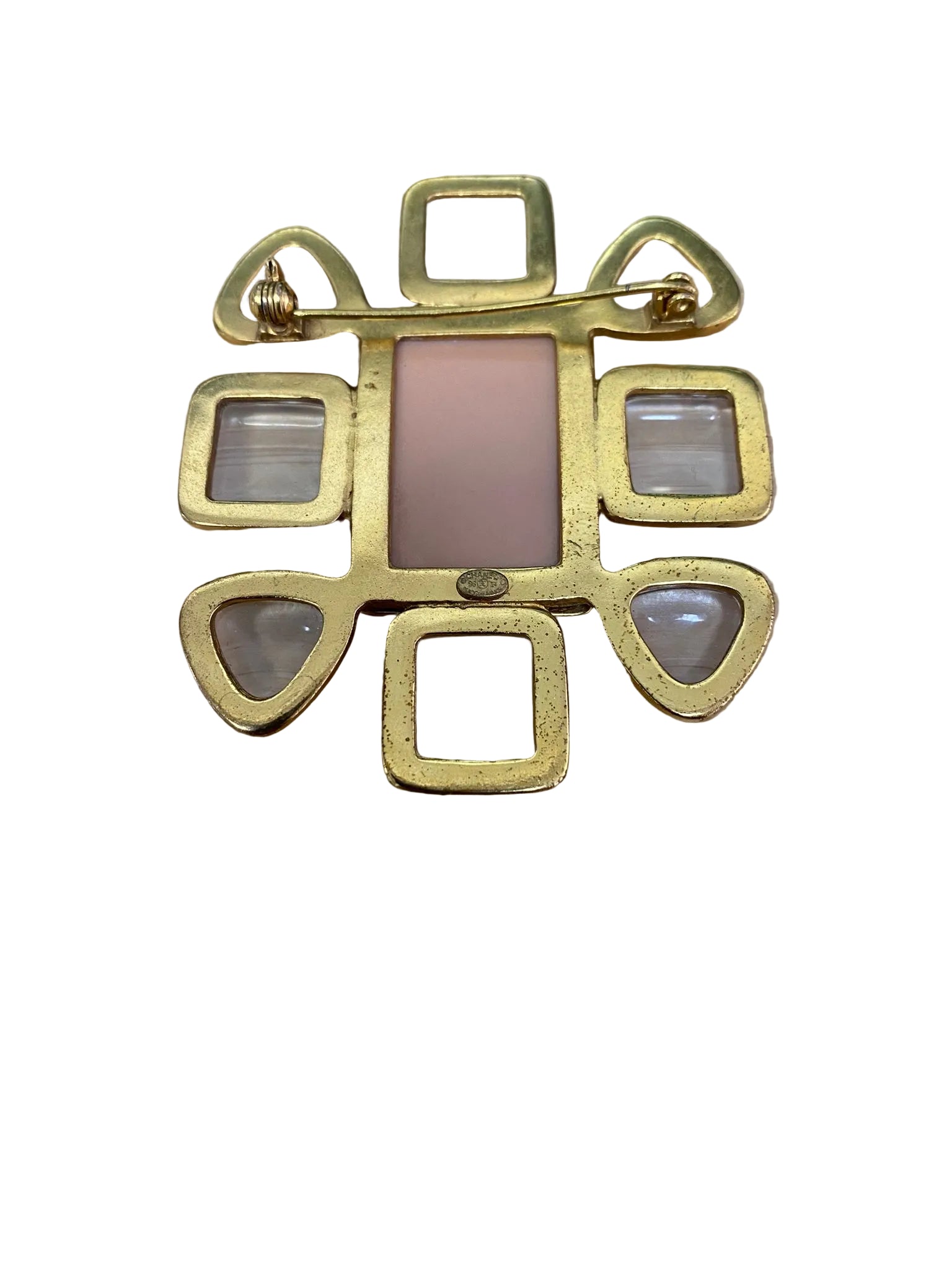 CHANEL Vintage 1996 Spring Gripoix Glass & Resin Brooch – Gold Hardware