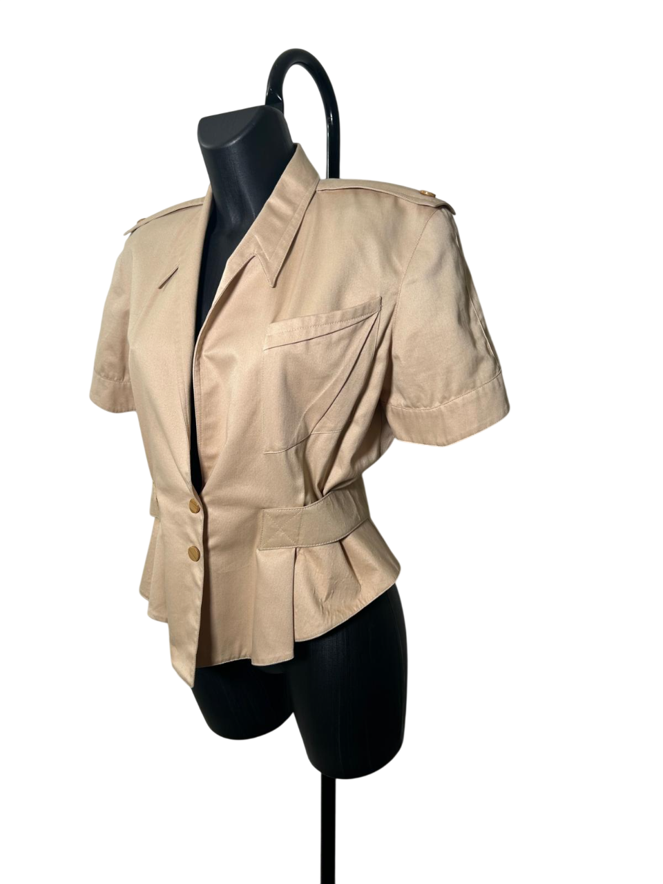 Thierry Mugler Short_Sleeve Shirt in Soft Beige
