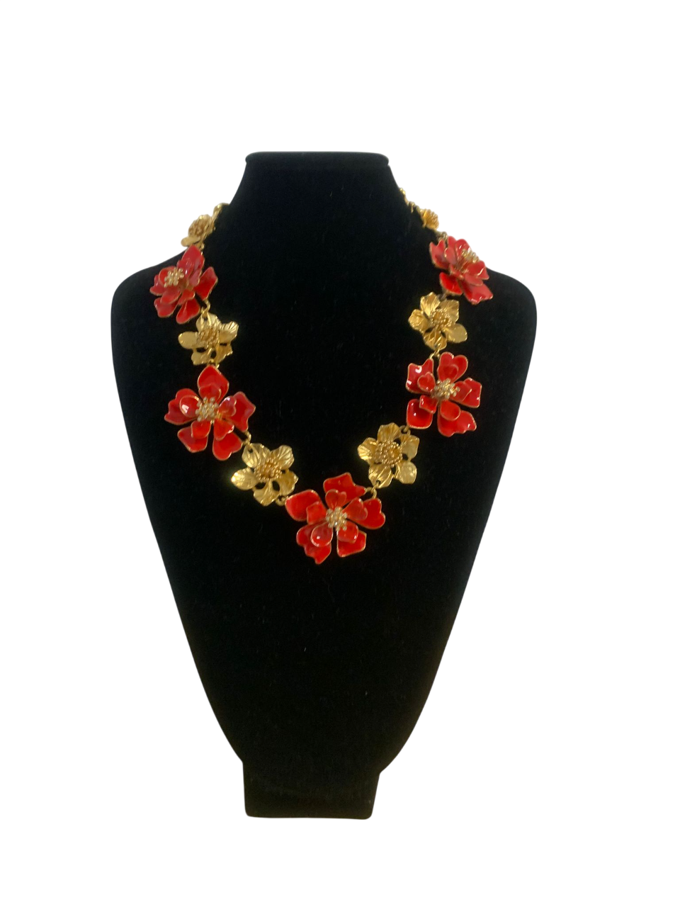 Oscar de la Renta Red Necklace Gilded Jewelry