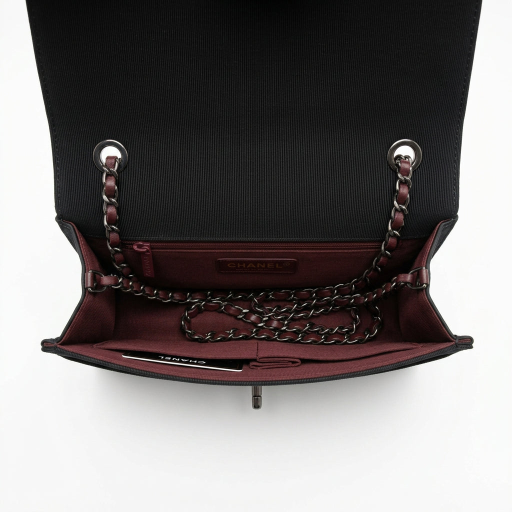Chanel Black Quilted Calfskin and Grosgrain Ballerine Small Flap Bag Ruthenium Hardware, 2016