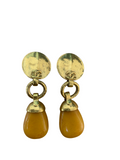 Chanel Yellow Vintage earrings with stone 1998