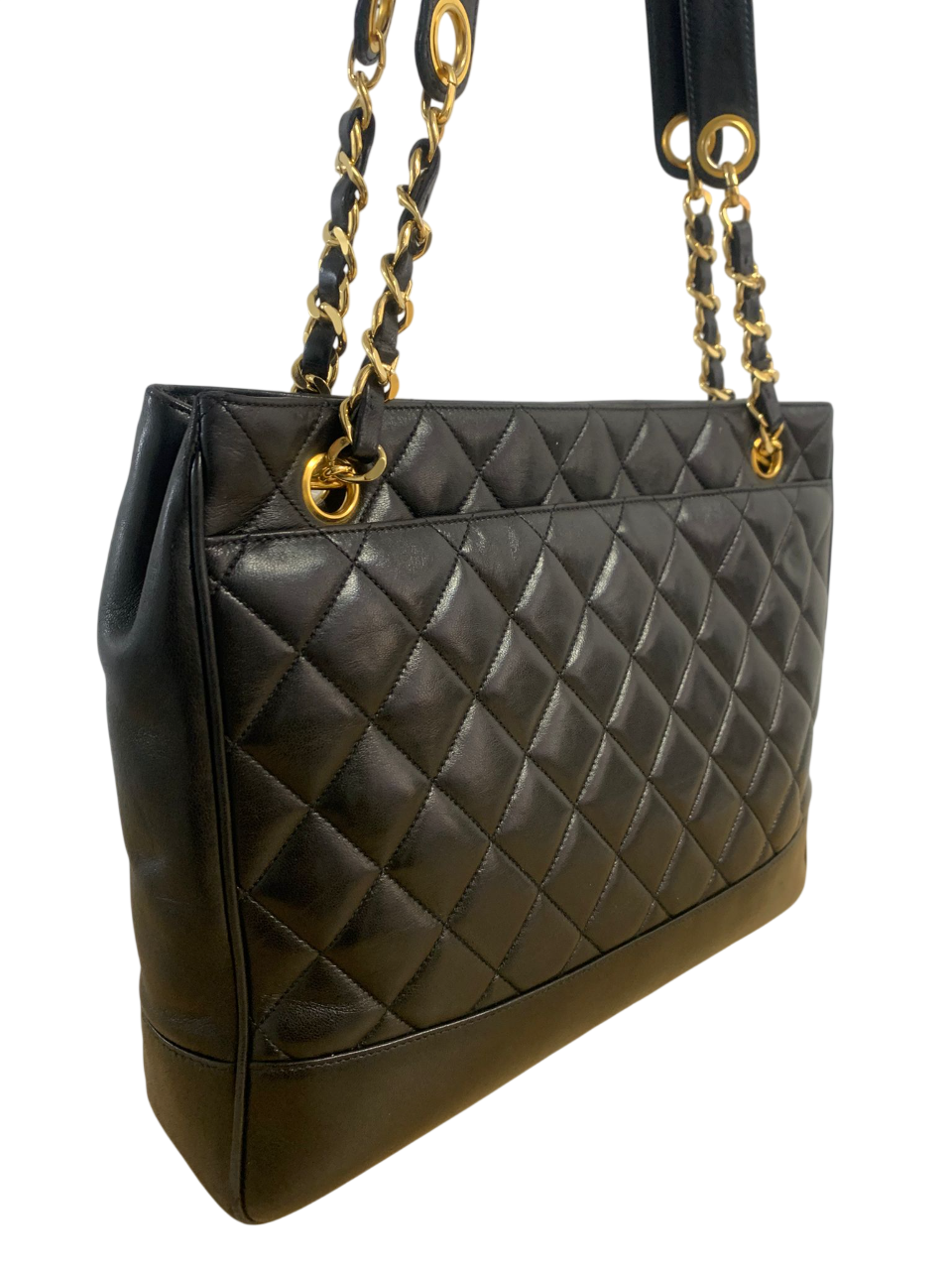 Chanel 1997 Vintage Timeless Lambskin Quilted Shoulder Tote Bag