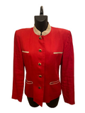 Hermès Red Linen Jacket with Mao Collar