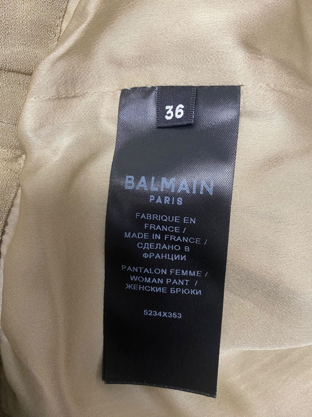 Balmain Paris Gold Sequin Embossed Button Trousers – Size 36