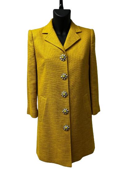 Dolce&Gabbana Yellow Coat with Flowers Buttons