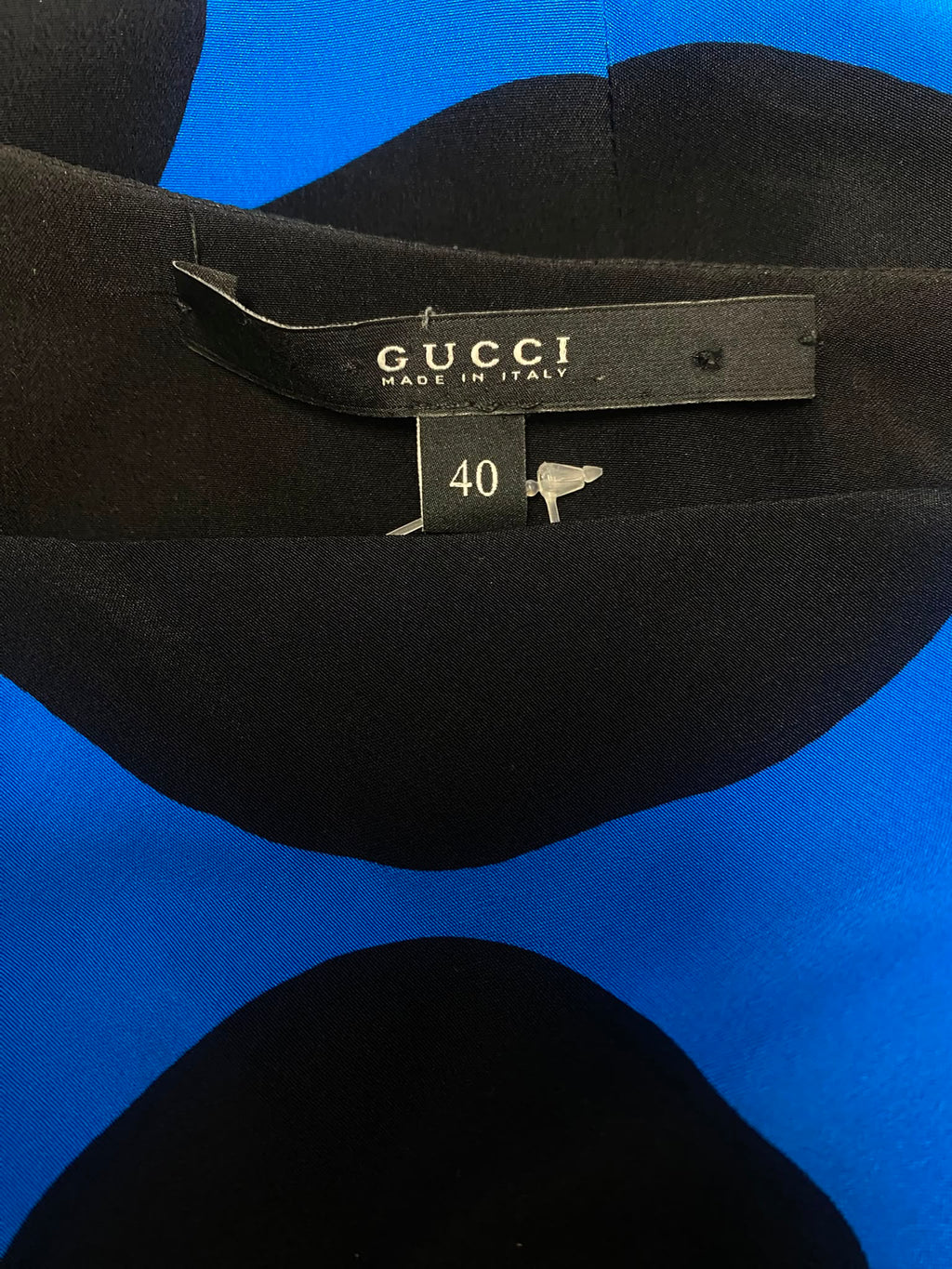 Gucci FW2009 Blue & Black Silk Polka Dot Cowl Neck Top by Frida Giannini