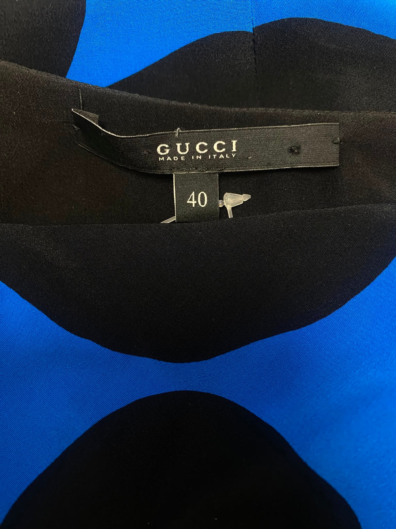 Gucci FW2009 Blue & Black Silk Polka Dot Cowl Neck Top by Frida Giannini