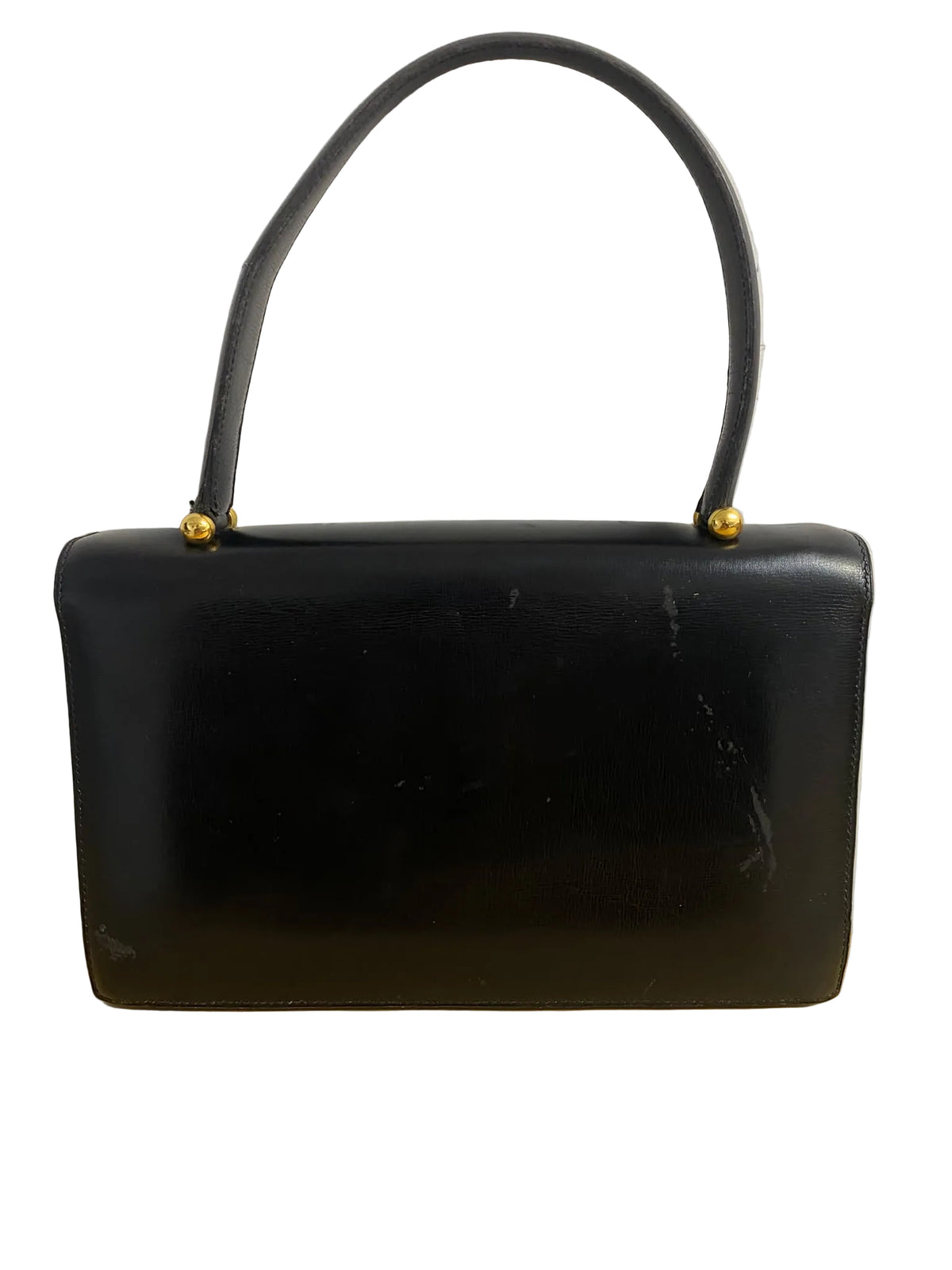 Hermès " Boutonnière" Black Box Leather Top-Handle Bag