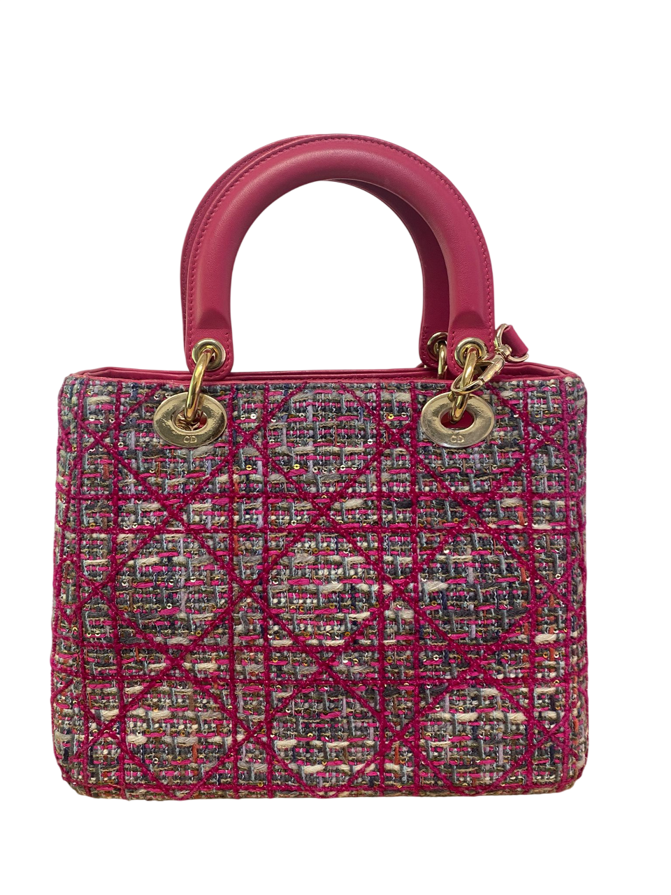 Christian Dior Lady Dior Bag in Pink Cannage Tweed