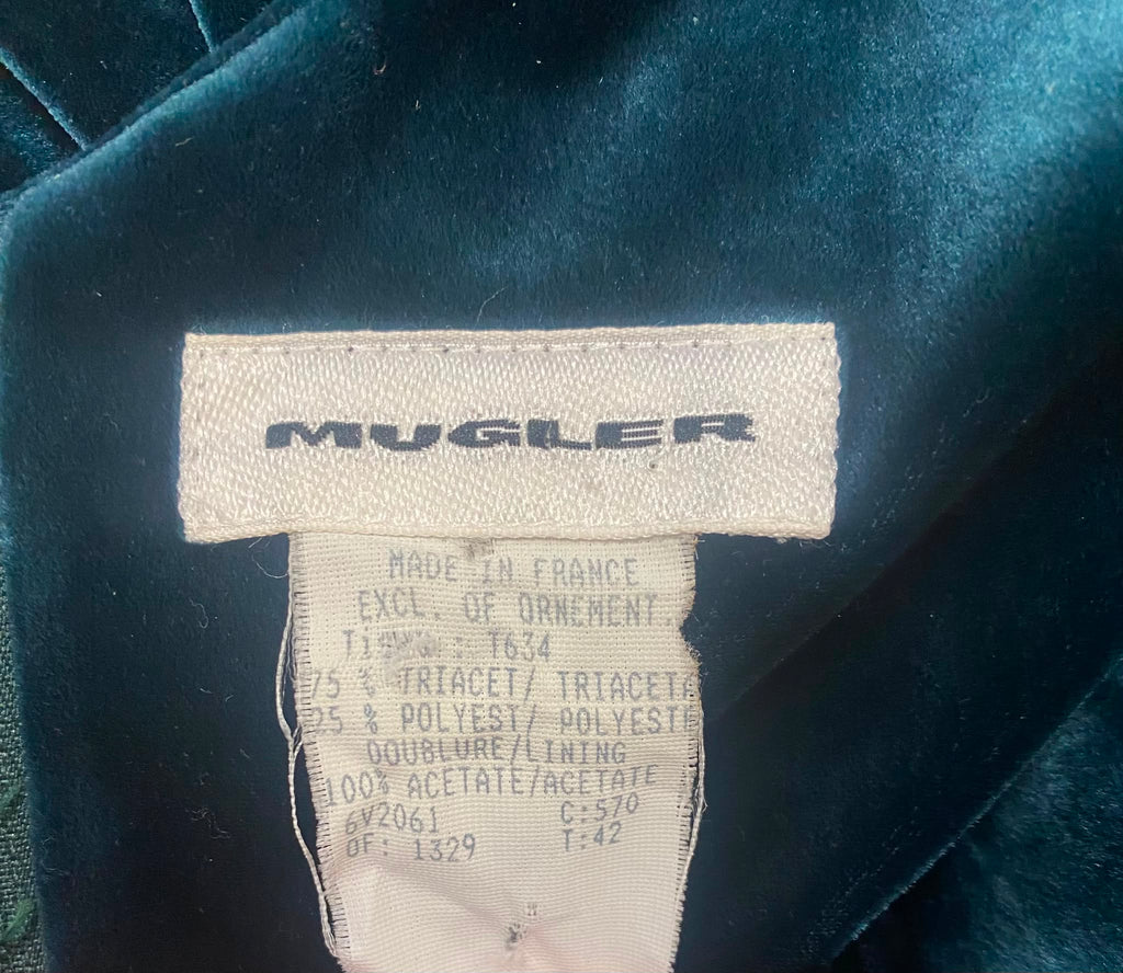 Mugler Green Cut Out Velvet Dress