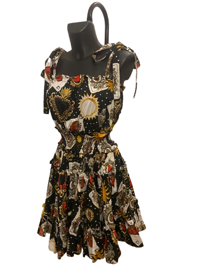 Dolce & Gabbana Black Playing Cards Printed Flared Mini Dress (S/S18)