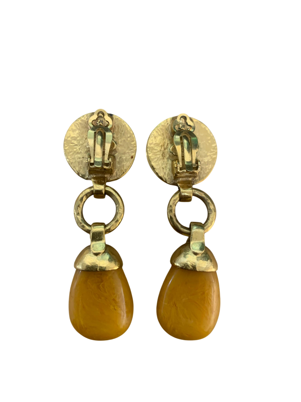 Chanel Yellow Vintage earrings with stone 1998
