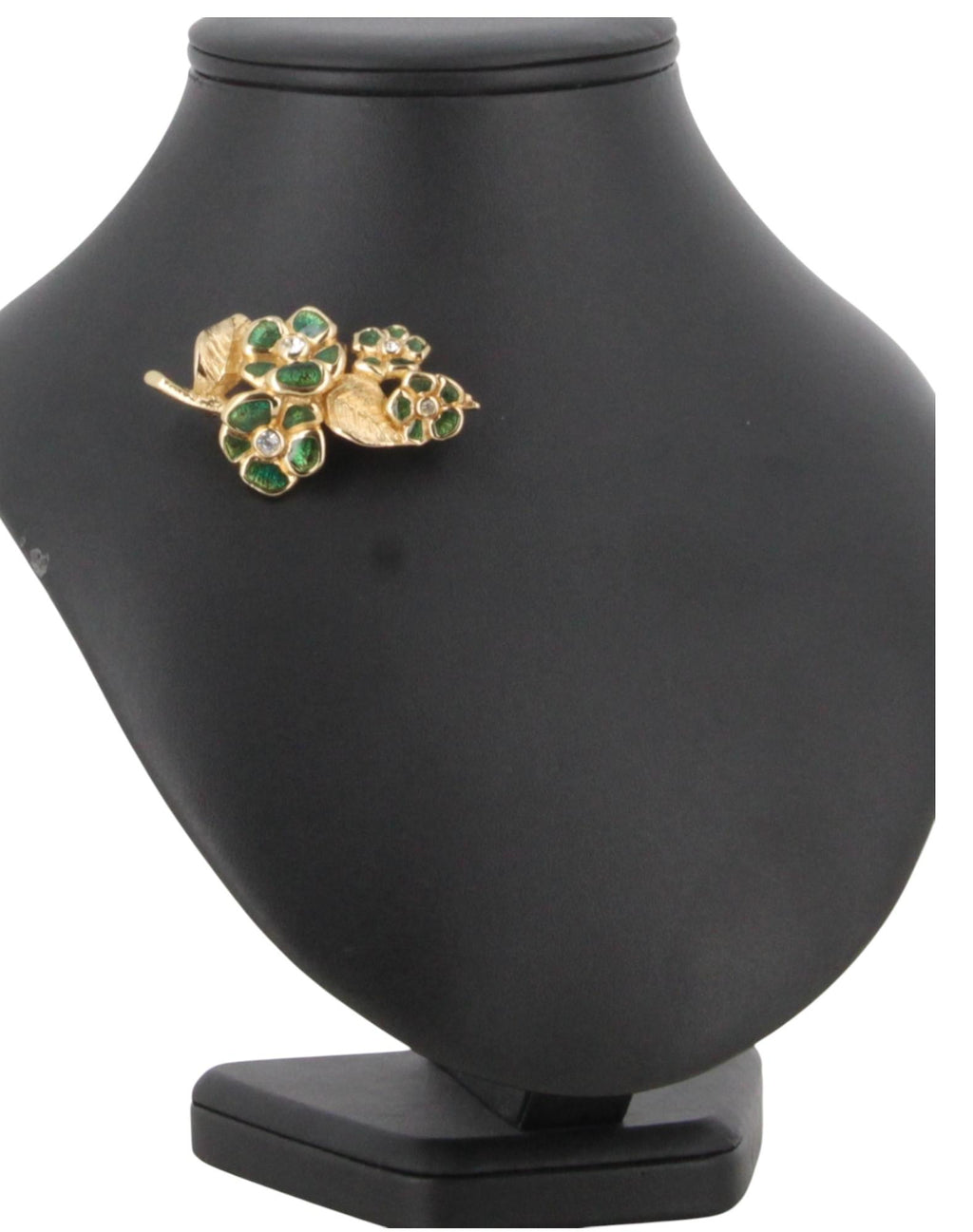 Christian Dior Gold and Green Brooch