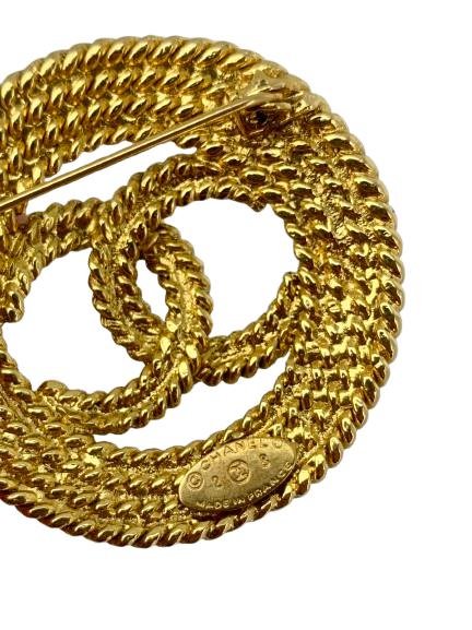 2002 Chanel CC Gold Brooch