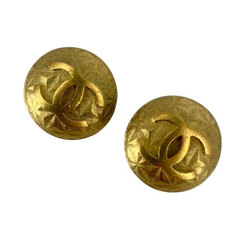 1995 Chanel CC Gold Clips Earrings