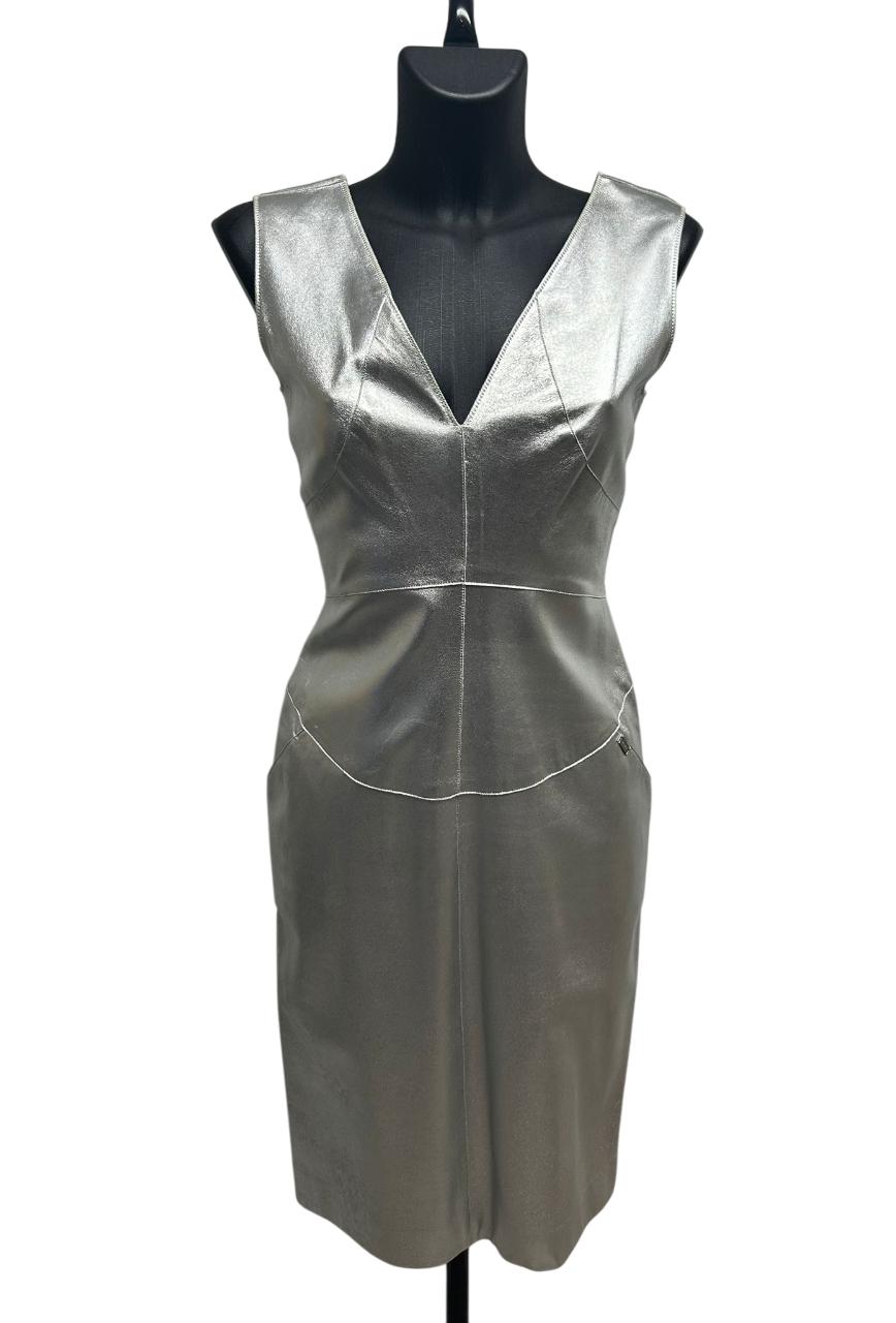 Chanel Silver Lambskin Pencil Dress (FW 1999)
