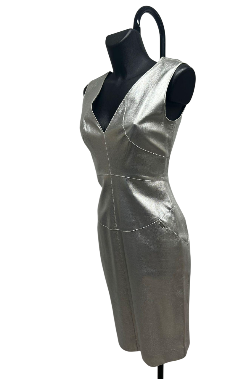 Chanel Silver Lambskin Pencil Dress (FW 1999)