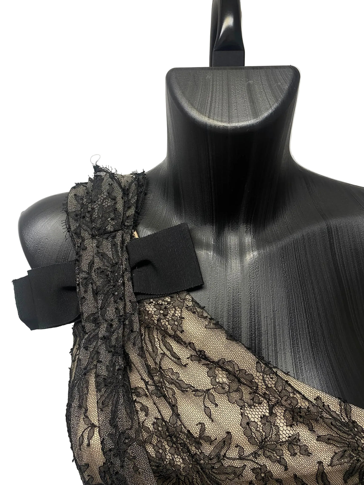 Valentino Black Guipure Lace One-Shoulder Cocktail Dress – Size 10 / IT 42