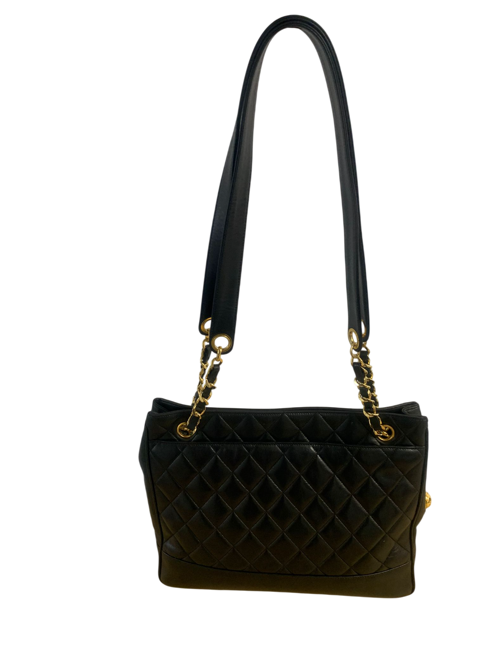 Chanel 1997 Vintage Timeless Lambskin Quilted Shoulder Tote Bag