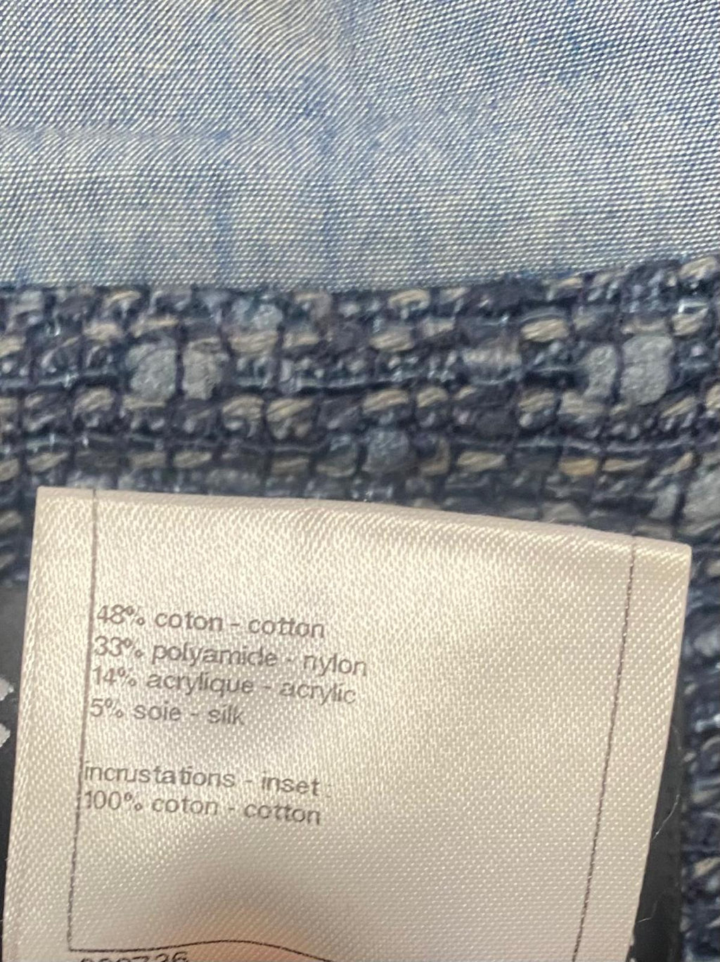 SS12 Chanel Vintage Blue Tweed and Denim Belted Jacket - Size 36