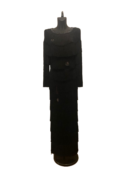 Louis Feraud Black Fringes Long Dress