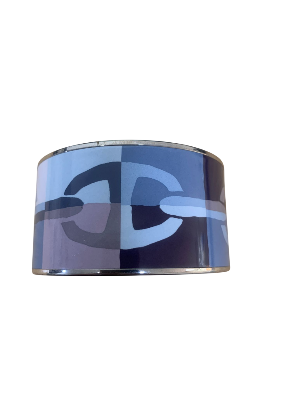 Hermes Optique Chain D'Ancre Printed Enamel Palladium Plated Bangle Bracelet