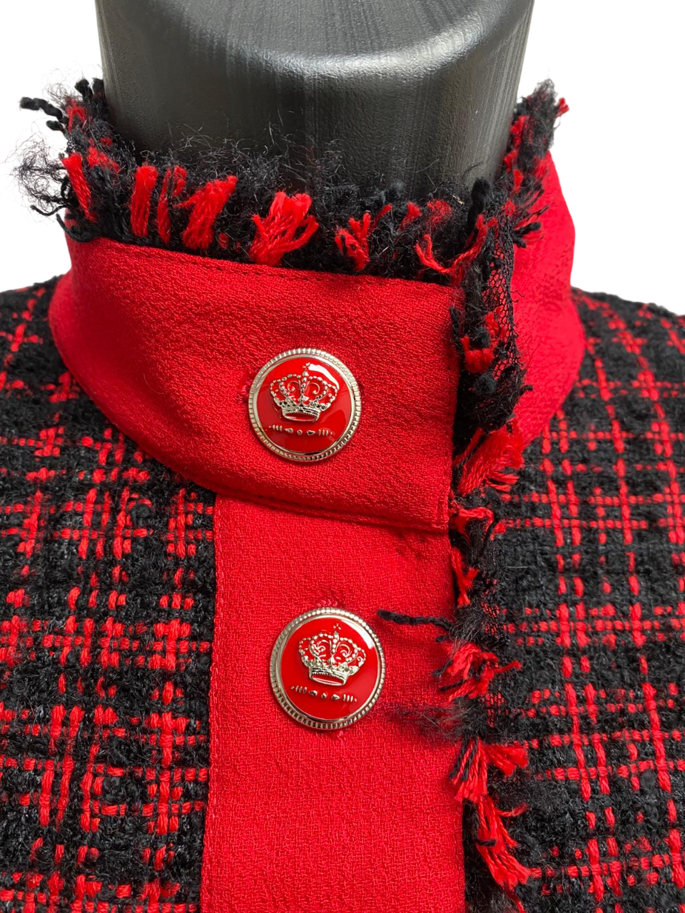 Dolce & Gabbana Bouclé-Tweed Jacket in Bold Red and Black.
