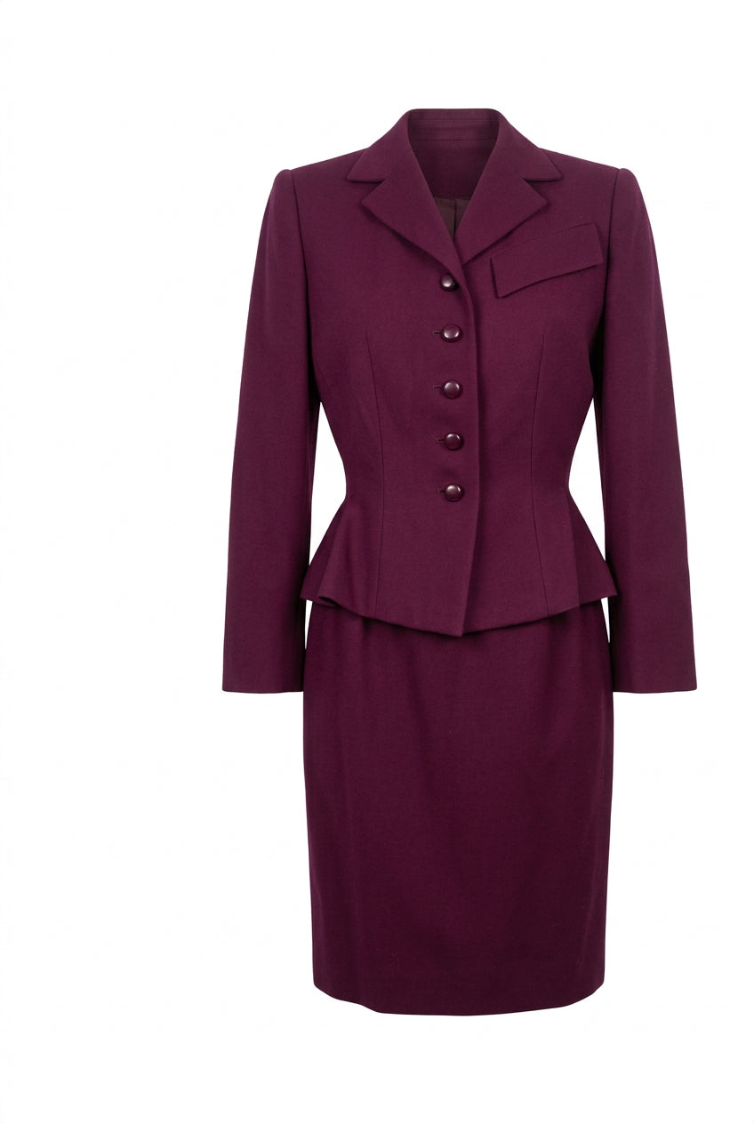 Christian Dior Haute Couture FW 1986/87 Plum Wool Skirt Suit (Marc Bohan Era)