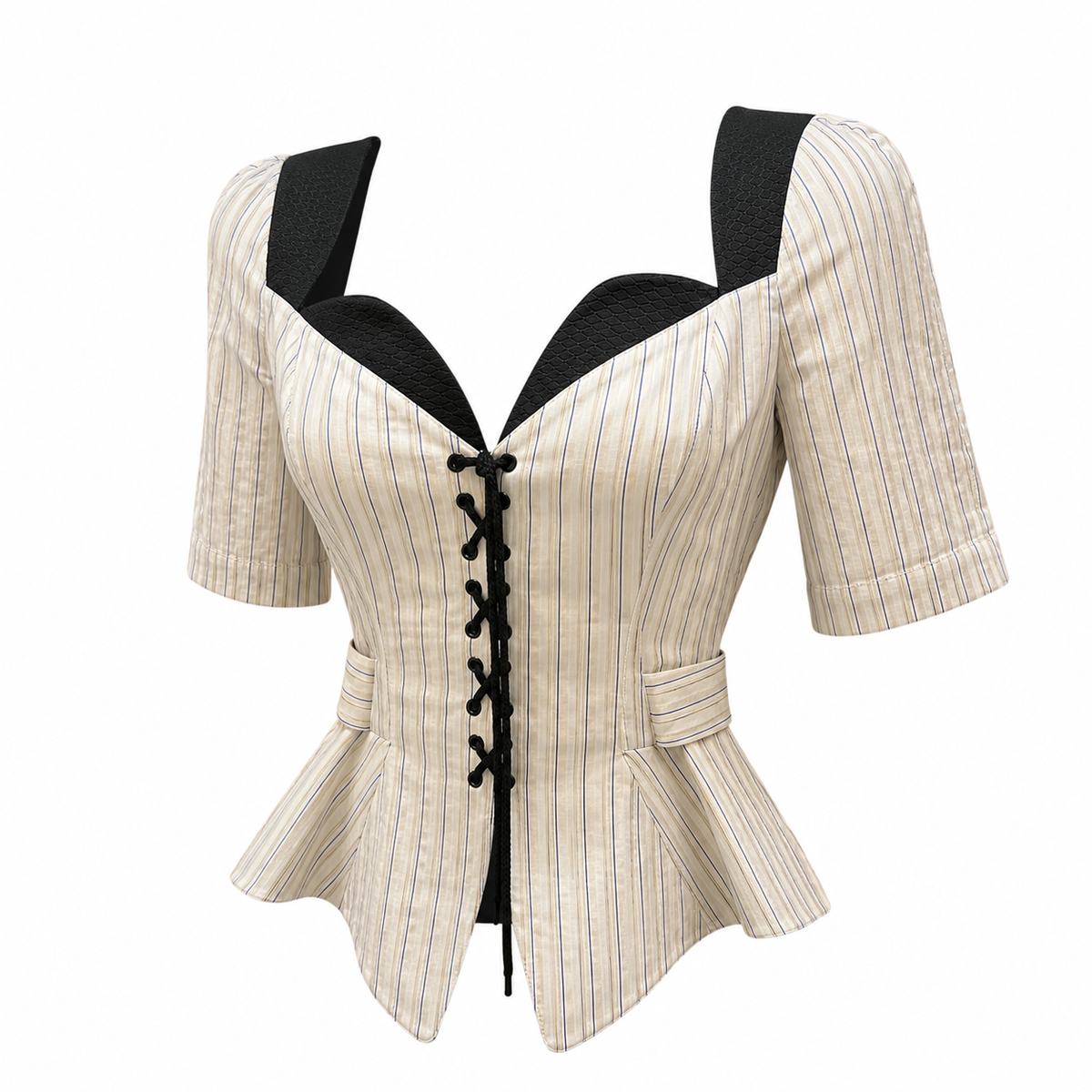 Mugler tailored jacket, white with black stripes