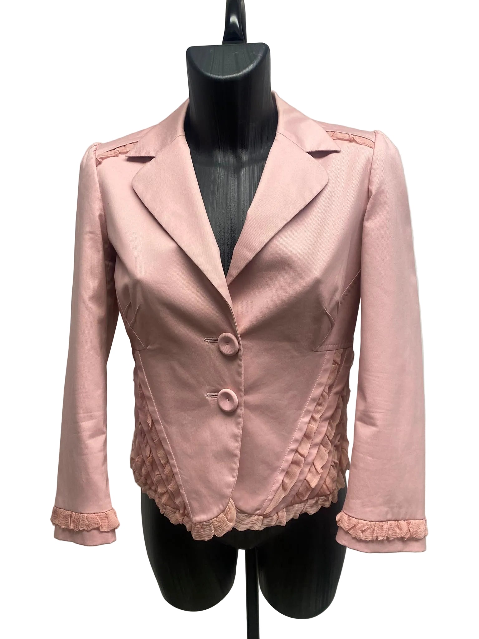 John Galliano Vintage Pink Ruffled Cotton-Blend Blazer Jacket