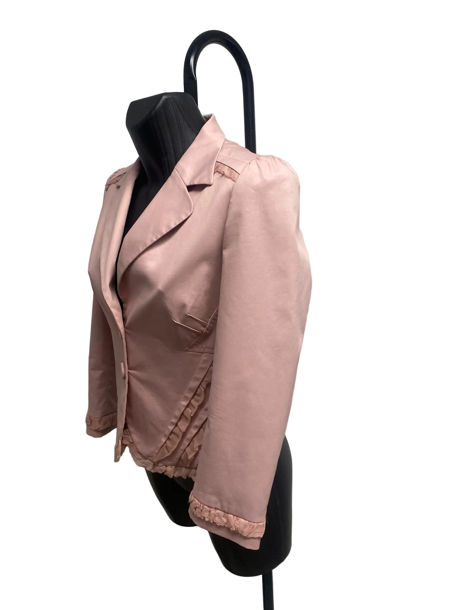 John Galliano Vintage Pink Ruffled Cotton-Blend Blazer Jacket