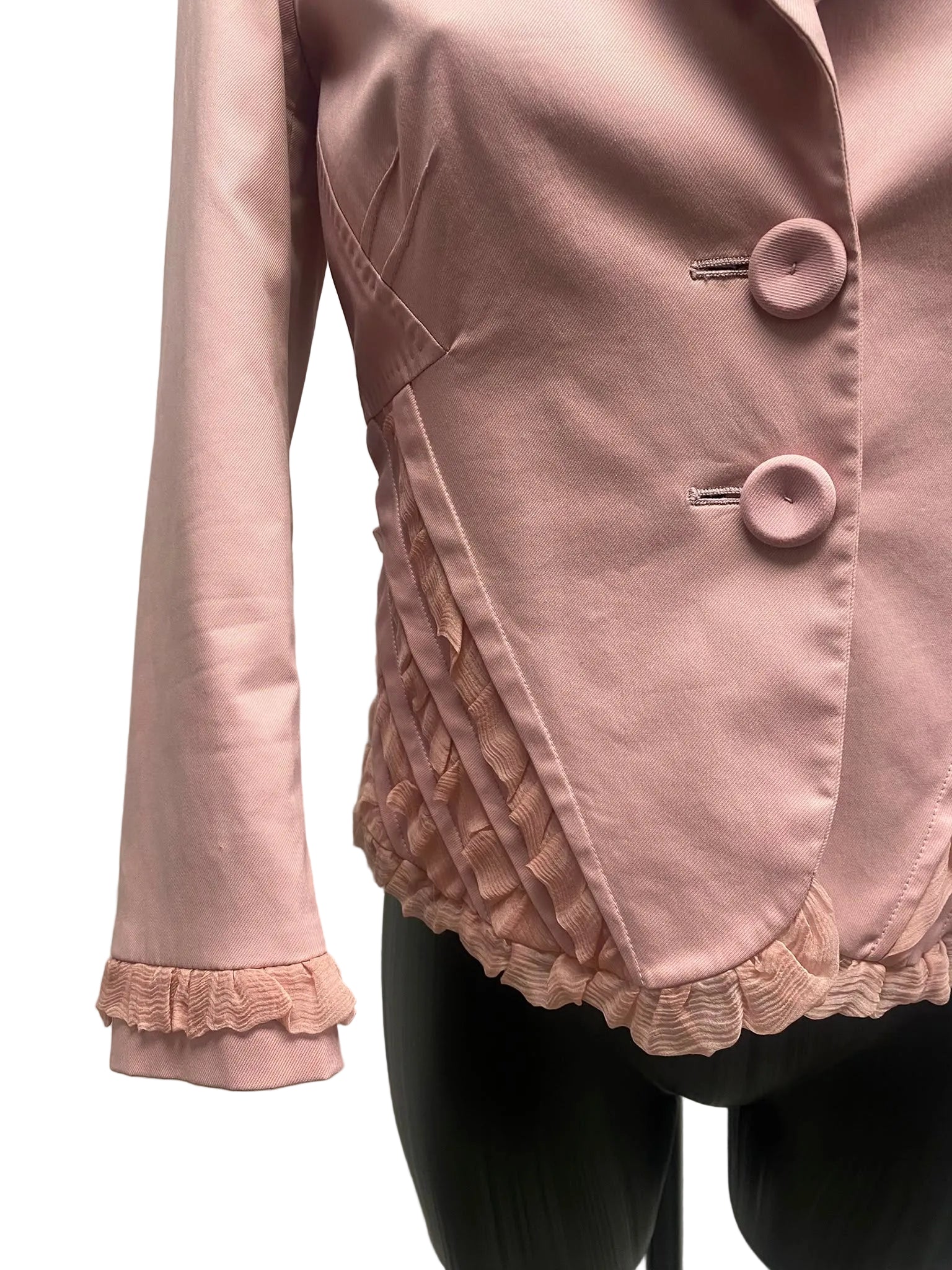 John Galliano Vintage Pink Ruffled Cotton-Blend Blazer Jacket