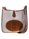 1998 Evelyne Hermes shoulder bag Beige fabric and brown leather