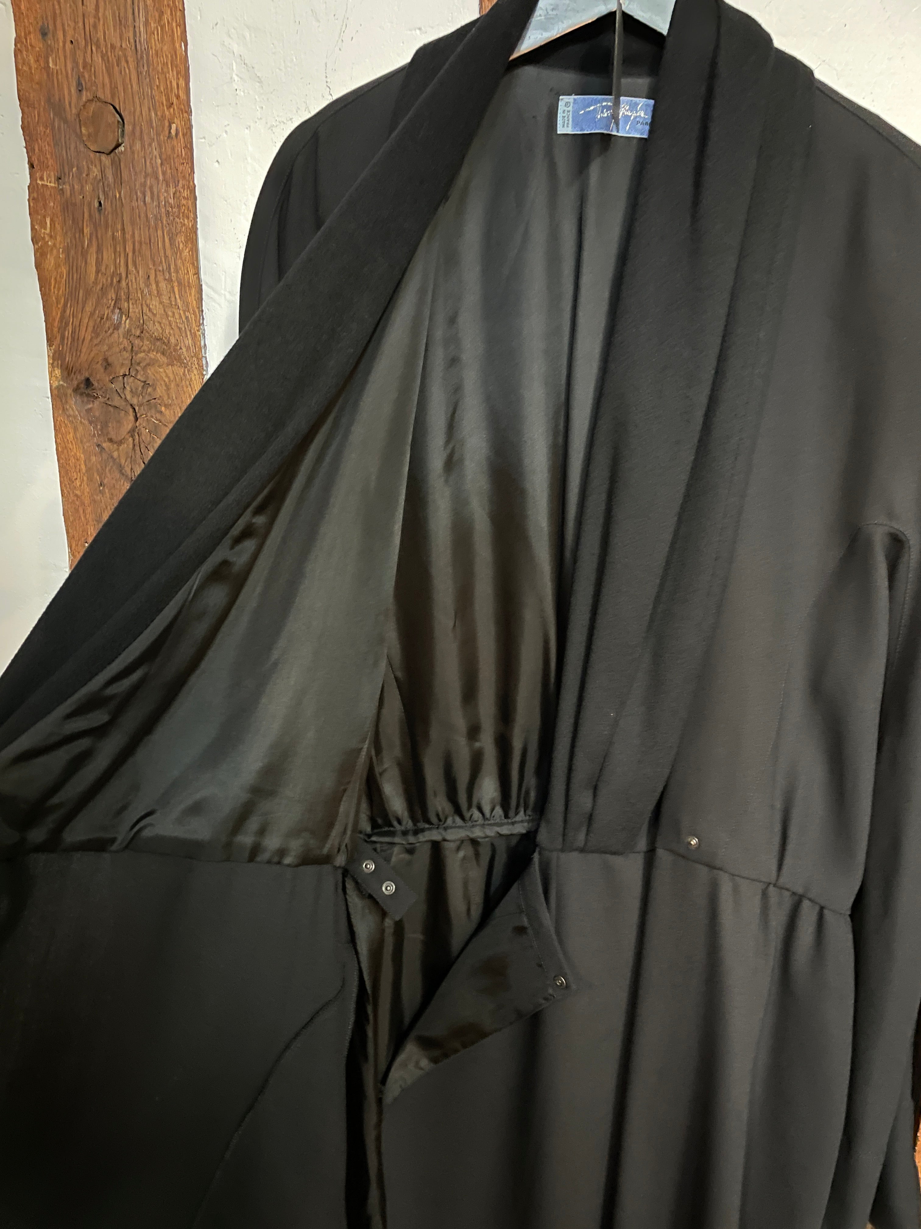 THIERRY MUGLER Paris Vintage Black Coat Dress