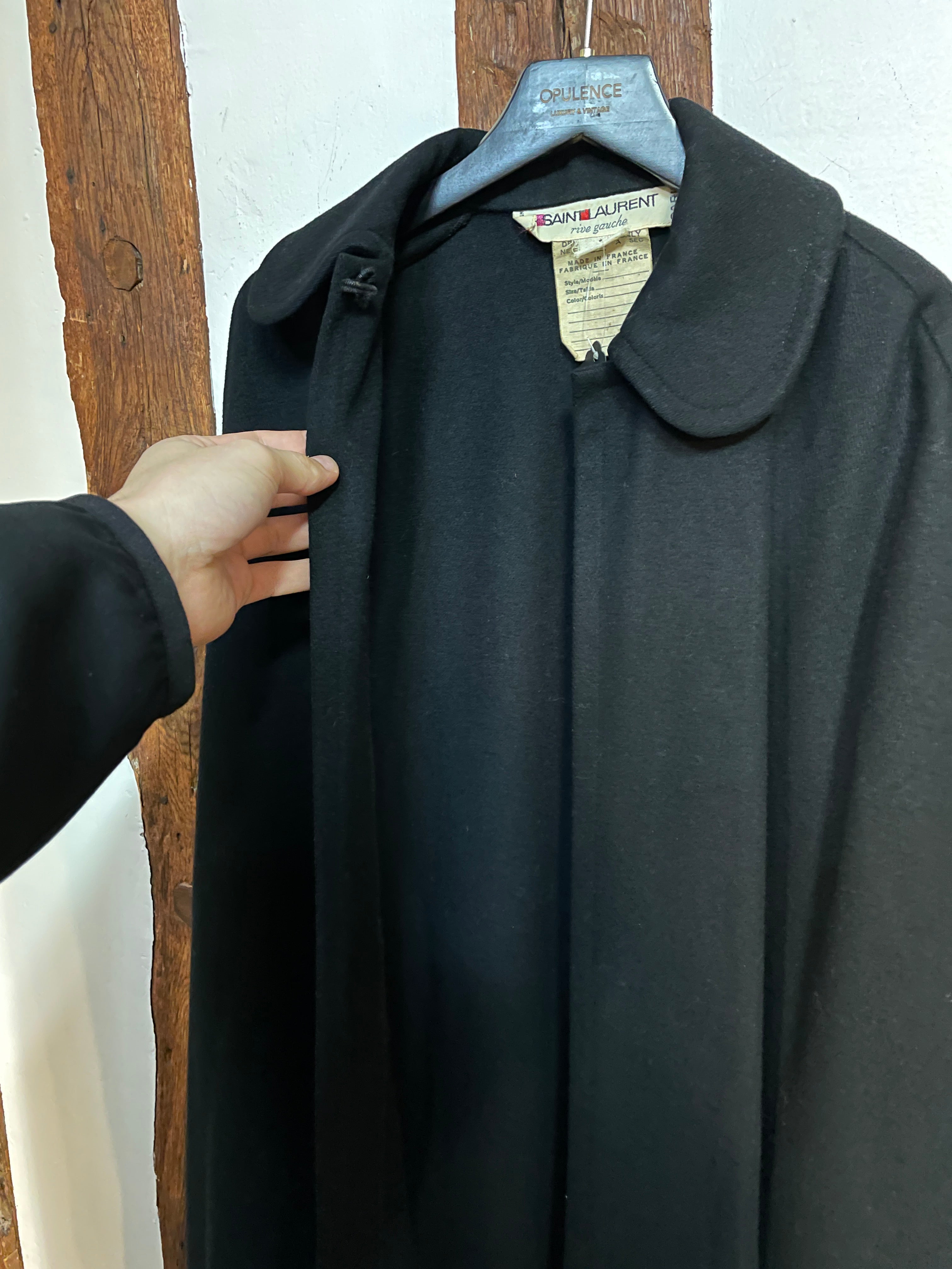 SAINT LAURENT Rive Gauche Black Cape Coat