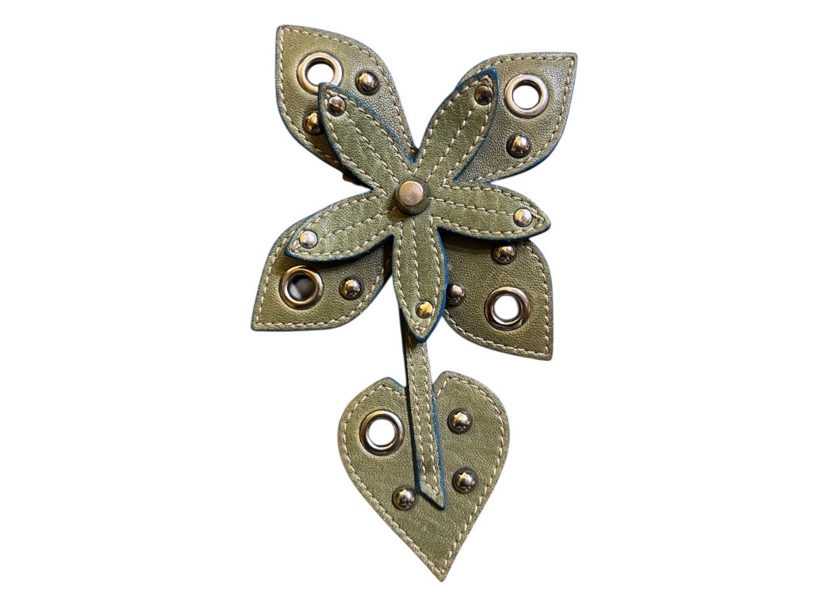Miu Miu fir-green floral brooch