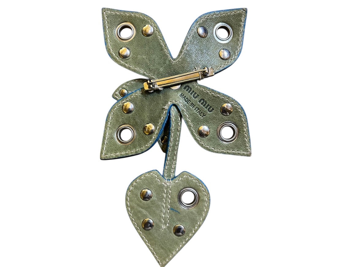 Miu Miu fir-green floral brooch