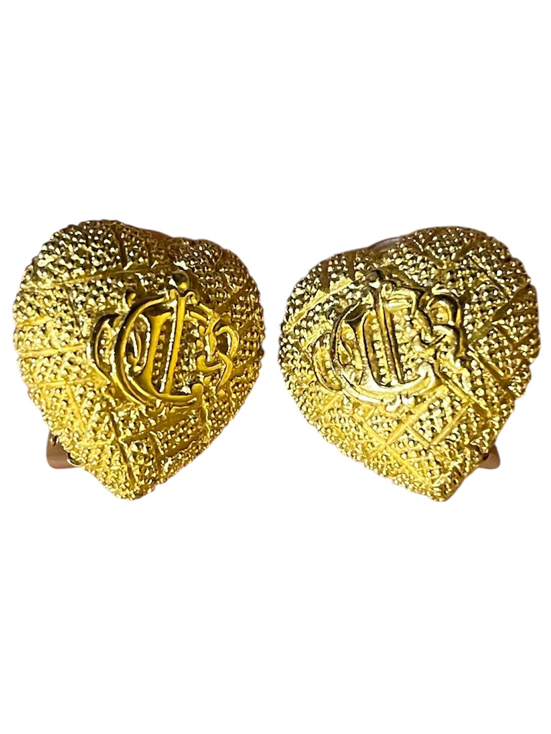 Dior Heart-Shaped Clip Earrings in Gold
