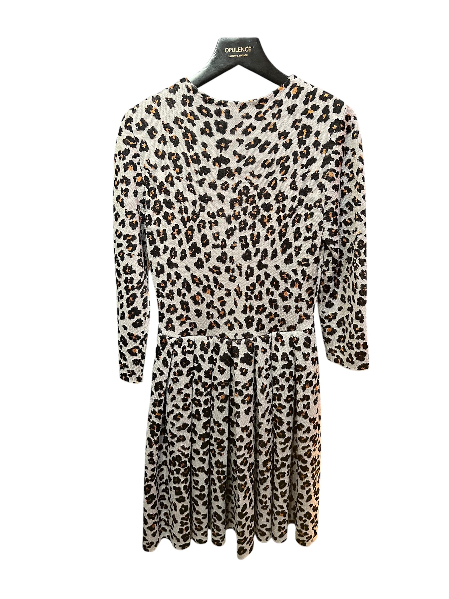 Gray Dior dress with leopard print