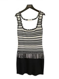 Black Dior Dress with White Stripes Wool
