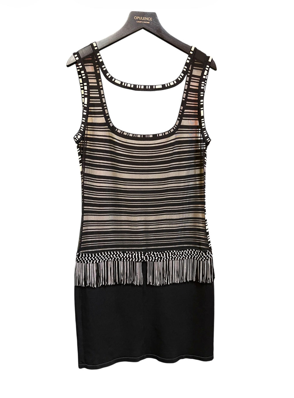 Black Dior Dress with White Stripes Wool