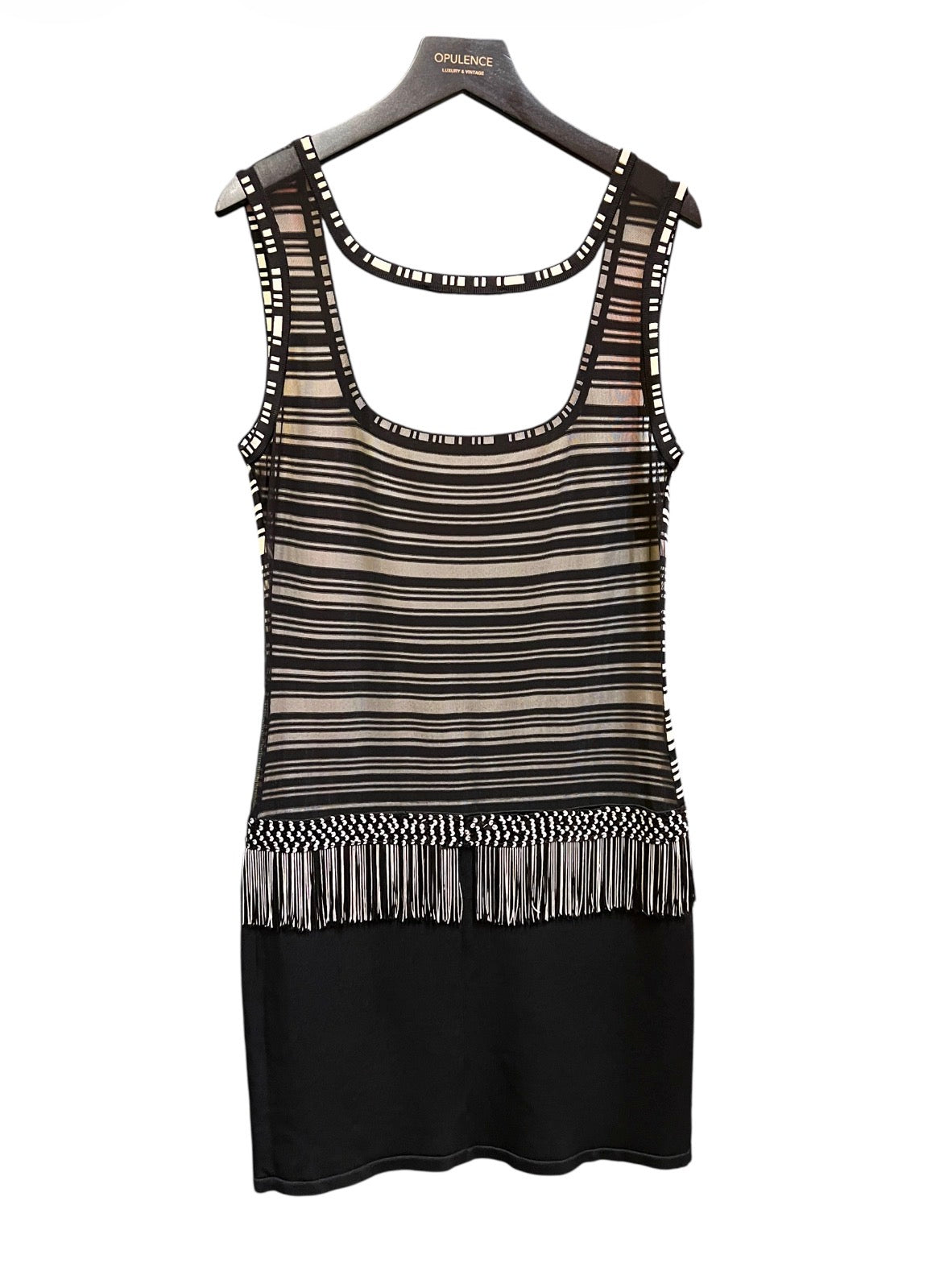 Black Dior Dress with White Stripes Wool